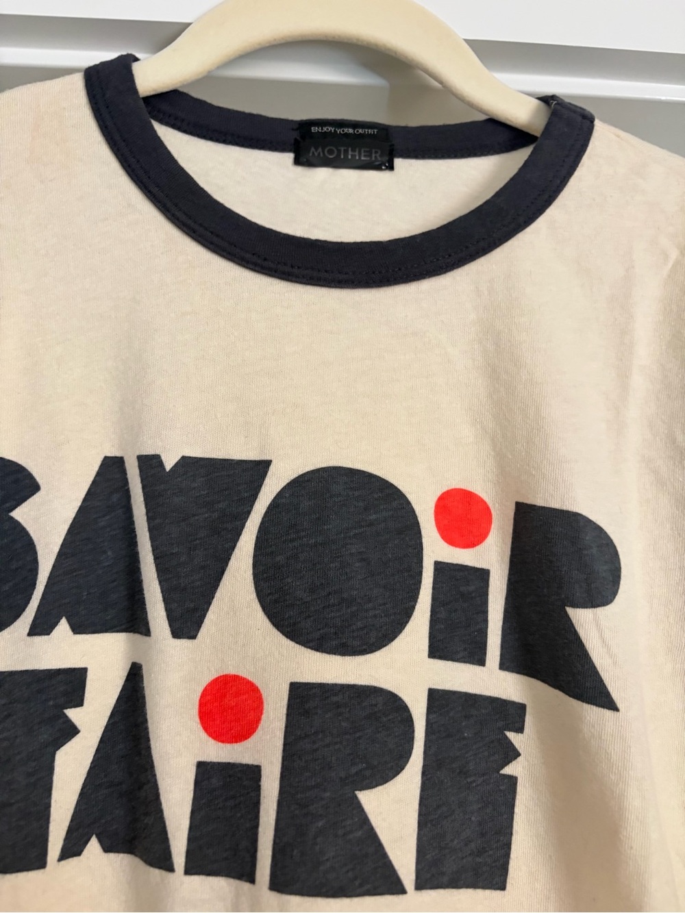 MOTHER Cream & Black 'Savoir Faire' Graphic Tee with Red Dots - Picture 2 of 3